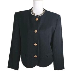 Radcliffe ~Woman Size 12~ Black Wool Blazer Preppy Comfort Career Wear Jacket.